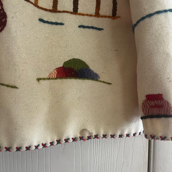 1940s Hand Embroidered Tourist Souvenir Festival Mexican Folk Wool Felt Jacket M - Picture 6 of 11
